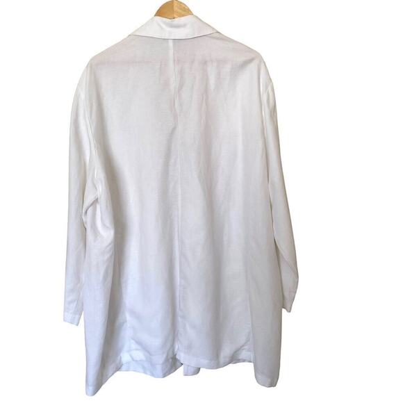 EILEEN FISHER Lyocell Linen Notch Collar Open-Front Blazer in White, Size 3X - Picture 4 of 12